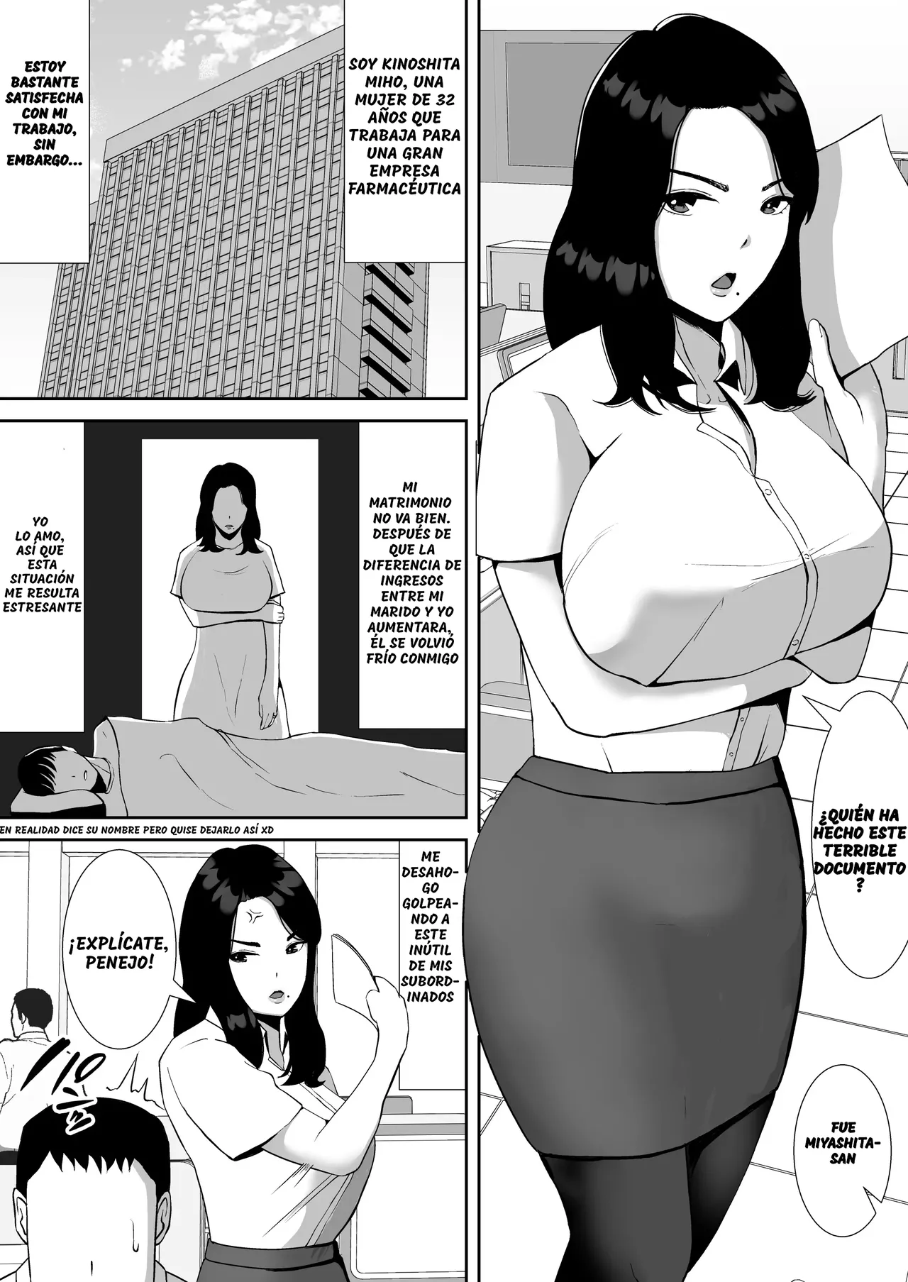 Ore no Koto o Gomi Atsukai Suru Mucchimuchi no Hitozuma Onna Joushi ga Ochiru made｜Haciendo que mi Molesta Jefa, quien me Trata como Basura, Sucumba ante mi Polla - Foto 3